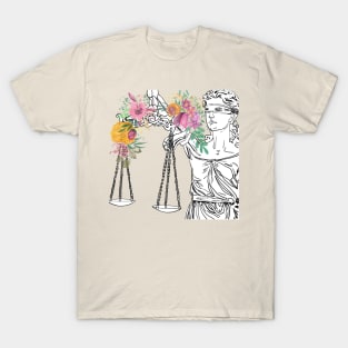 Floral Lady Justice Lawyer Gift T-Shirt